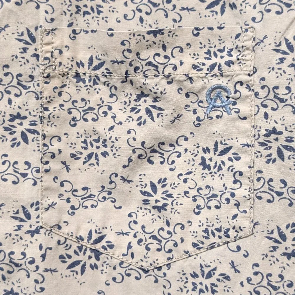Christian Audigier Mens Size L White Blue Abstract Floral S/S Button Up Shirt - Picture 6 of 11
